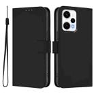 For Redmi Note 12 Turbo 5G Skin Feel Solid Color Leather Phone Case with Lanyard(Black) - 2