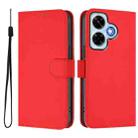 For Redmi Note 13 4G Global Skin Feel Solid Color Leather Phone Case with Lanyard(Red) - 2