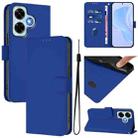 For Redmi Note 13 4G Global Skin Feel Solid Color Leather Phone Case with Lanyard(Dark Blue) - 1