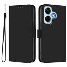 For Redmi Note 13 4G Global Skin Feel Solid Color Leather Phone Case with Lanyard(Black) - 2