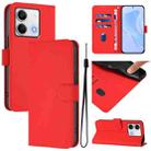 For Redmi Note 13 5G Global Skin Feel Solid Color Leather Phone Case with Lanyard(Red) - 1