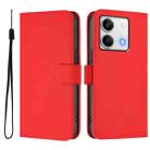 For Redmi Note 13 5G Global Skin Feel Solid Color Leather Phone Case with Lanyard(Red) - 2