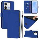 For Redmi Note 13 5G Global Skin Feel Solid Color Leather Phone Case with Lanyard(Dark Blue) - 1