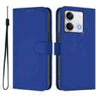 For Redmi Note 13 5G Global Skin Feel Solid Color Leather Phone Case with Lanyard(Dark Blue) - 2