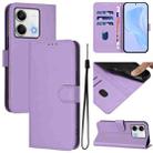 For Redmi Note 13 5G Global Skin Feel Solid Color Leather Phone Case with Lanyard(Lavender Purple) - 1