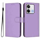 For Redmi Note 13 5G Global Skin Feel Solid Color Leather Phone Case with Lanyard(Lavender Purple) - 2