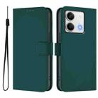 For Redmi Note 13 5G Global Skin Feel Solid Color Leather Phone Case with Lanyard(Dark Green) - 2