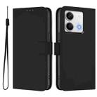 For Redmi Note 13 5G Global Skin Feel Solid Color Leather Phone Case with Lanyard(Black) - 2