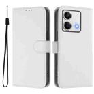 For Redmi Note 13 5G Global Skin Feel Solid Color Leather Phone Case with Lanyard(White) - 2