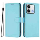 For Redmi Note 13 5G Global Skin Feel Solid Color Leather Phone Case with Lanyard(Sky Blue) - 2