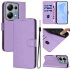 For Redmi Note 13 Pro 4G Global Skin Feel Solid Color Leather Phone Case with Lanyard(Lavender Purple) - 1