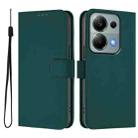 For Redmi Note 13 Pro 4G Global Skin Feel Solid Color Leather Phone Case with Lanyard(Dark Green) - 2