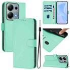 For Redmi Note 13 Pro 4G Global Skin Feel Solid Color Leather Phone Case with Lanyard(Mint Green) - 1