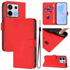 For Redmi Note 13 Pro 5G Global Skin Feel Solid Color Leather Phone Case with Lanyard(Red) - 1