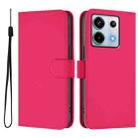 For Redmi Note 13 Pro 5G Global Skin Feel Solid Color Leather Phone Case with Lanyard(Rose Red) - 2