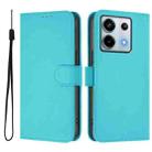 For Redmi Note 13 Pro 5G Global Skin Feel Solid Color Leather Phone Case with Lanyard(Lake Blue) - 2