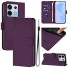 For Redmi Note 13 Pro 5G Global Skin Feel Solid Color Leather Phone Case with Lanyard(Violet) - 1