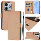 For Redmi Note 14 5G Skin Feel Solid Color Leather Phone Case with Lanyard(Nude) - 1