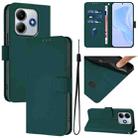 For Redmi Note 14 5G Skin Feel Solid Color Leather Phone Case with Lanyard(Dark Green) - 1