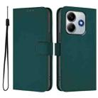 For Redmi Note 14 5G Skin Feel Solid Color Leather Phone Case with Lanyard(Dark Green) - 2