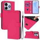 For Redmi Note 14 5G Skin Feel Solid Color Leather Phone Case with Lanyard(Rose Red) - 1