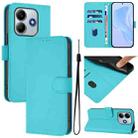 For Redmi Note 14 5G Skin Feel Solid Color Leather Phone Case with Lanyard(Lake Blue) - 1