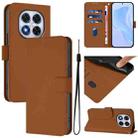 For Redmi Note 14 Pro 5G / 14 Pro+ 5G Skin Feel Solid Color Leather Phone Case with Lanyard(Brown) - 1