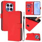 For Redmi Note 14 Pro 5G / 14 Pro+ 5G Skin Feel Solid Color Leather Phone Case with Lanyard(Red) - 1