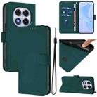 For Redmi Note 14 Pro 5G / 14 Pro+ 5G Skin Feel Solid Color Leather Phone Case with Lanyard(Dark Green) - 1