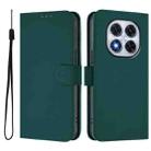 For Redmi Note 14 Pro 5G / 14 Pro+ 5G Skin Feel Solid Color Leather Phone Case with Lanyard(Dark Green) - 2