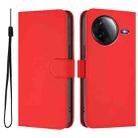 For Redmi K80 / K80 Pro Skin Feel Solid Color Leather Phone Case with Lanyard(Red) - 2