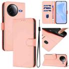 For Redmi K80 / K80 Pro Skin Feel Solid Color Leather Phone Case with Lanyard(Pink) - 1