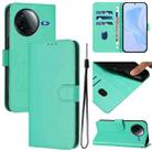 For Redmi K80 / K80 Pro Skin Feel Solid Color Leather Phone Case with Lanyard(Green) - 1