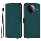 For Redmi K80 / K80 Pro Skin Feel Solid Color Leather Phone Case with Lanyard(Dark Green) - 2