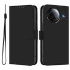 For Redmi K80 / K80 Pro Skin Feel Solid Color Leather Phone Case with Lanyard(Black) - 2