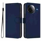 For Redmi K80 / K80 Pro Skin Feel Solid Color Leather Phone Case with Lanyard(Navy Blue) - 2