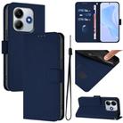 For Redmi Note 14 4G 163.25mm Skin Feel Solid Color Leather Phone Case with Lanyard(Navy Blue) - 1