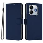 For Redmi Note 14 4G 163.25mm Skin Feel Solid Color Leather Phone Case with Lanyard(Navy Blue) - 2