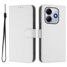For Redmi Note 14 4G 163.25mm Skin Feel Solid Color Leather Phone Case with Lanyard(White) - 2