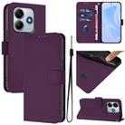 For Redmi Note 14 4G 163.25mm Skin Feel Solid Color Leather Phone Case with Lanyard(Violet) - 1