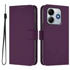 For Redmi Note 14 4G 163.25mm Skin Feel Solid Color Leather Phone Case with Lanyard(Violet) - 2