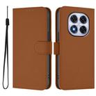 For Redmi Note 14 Pro 4G Skin Feel Solid Color Leather Phone Case with Lanyard(Brown) - 2