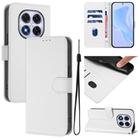 For Redmi Note 14 Pro 4G Skin Feel Solid Color Leather Phone Case with Lanyard(White) - 1