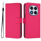 For Redmi Note 14 Pro 4G Skin Feel Solid Color Leather Phone Case with Lanyard(Rose Red) - 2