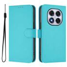 For Redmi Note 14 Pro 4G Skin Feel Solid Color Leather Phone Case with Lanyard(Lake Blue) - 2