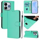 For Redmi Note 14 5G Global Skin Feel Solid Color Leather Phone Case with Lanyard(Green) - 1