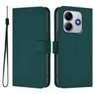 For Redmi Note 14 5G Global Skin Feel Solid Color Leather Phone Case with Lanyard(Dark Green) - 2