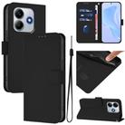 For Redmi Note 14 5G Global Skin Feel Solid Color Leather Phone Case with Lanyard(Black) - 1