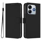 For Redmi Note 14 5G Global Skin Feel Solid Color Leather Phone Case with Lanyard(Black) - 2