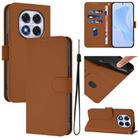 For Redmi Note 14 Pro 5G Global Skin Feel Solid Color Leather Phone Case with Lanyard(Brown) - 1
